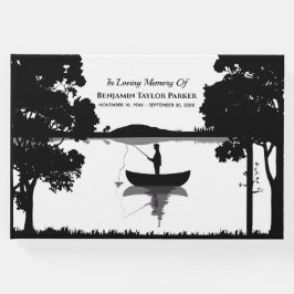 Forever Fishing Memorial Funeral Black and White Gästböcker