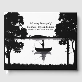 Forever Fishing Memorial Funeral Black and White Gästböcker