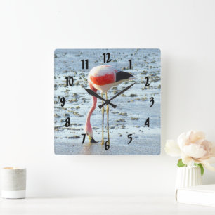 Forever Flamingo Fyrkantig Klocka