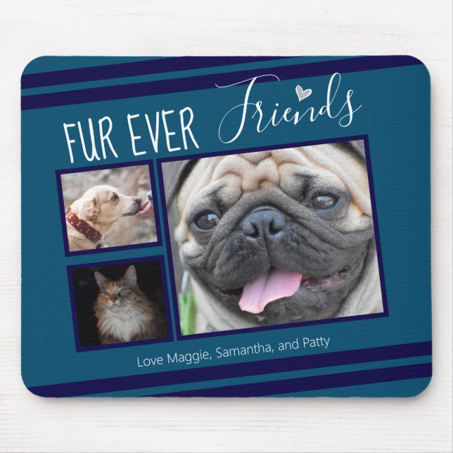 Forever Friends Pet Photo Collage Blue Musmatta (Framsidan)
