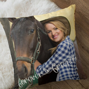 Forever Friends Square Photo Kärlek Heart Typograp Kudde