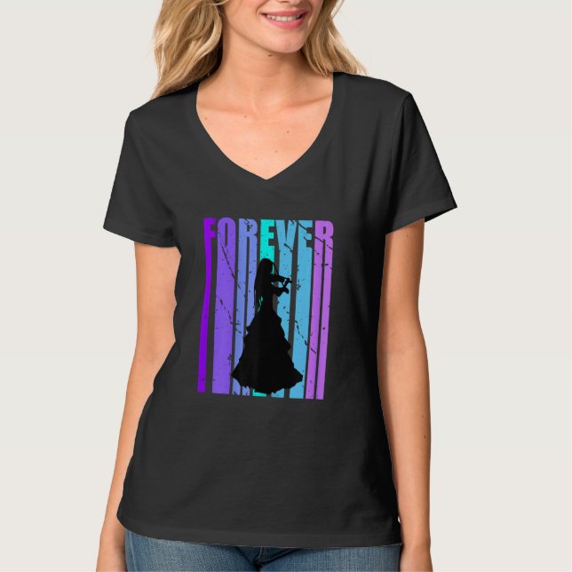 Forever Girls Violin Silhouette Orchestra Orchestr T Shirt (Framsida)