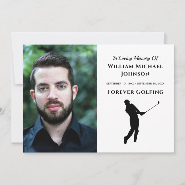 Forever Golfing Anpassningsbar Photo Memorial Fune Tack Kort (Framsida)