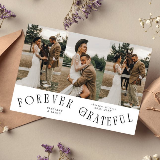 Forever Grateful White Wedding Multi Photo  Tack Kort (Skapare uppladdad)