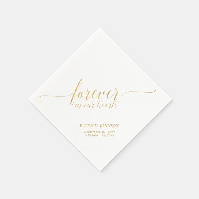 Forever Hearts | Elegant Guld Script Memorial Pappersservett (Hörn)