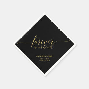 Forever Hearts Elegant guldskrift minnes servett