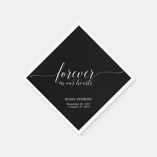 Forever Hearts | Elegant Script Memorial Funeral N Pappersservett (Hörn)