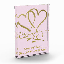 Forever Hearts Guld Anpassa Bröllop-akrylkort