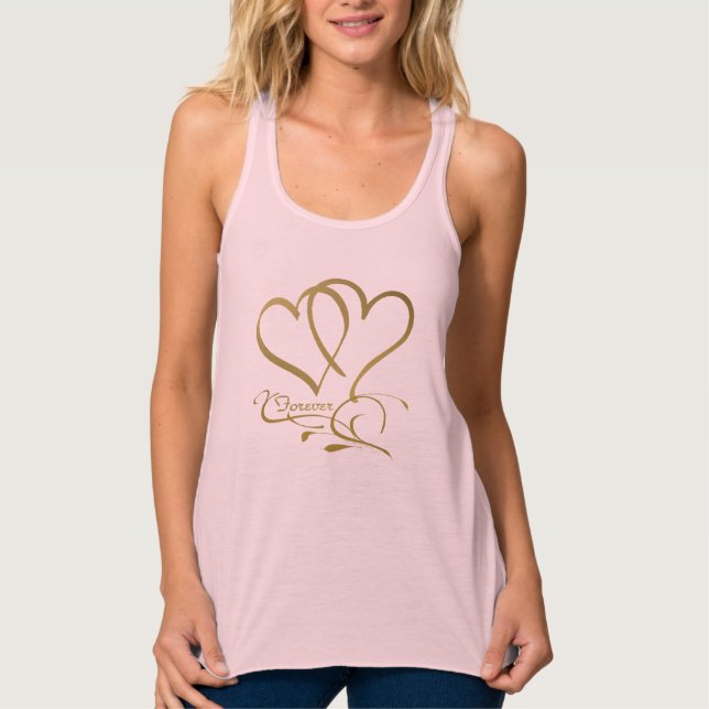 Forever Hearts Guld på White Linne Med Racerback (Framsida)