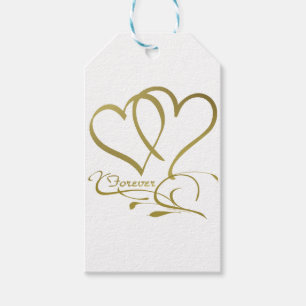 Forever Hearts Guld på White Presentetikett