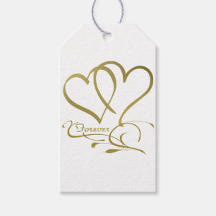 Forever Hearts Guld på White Presentetikett