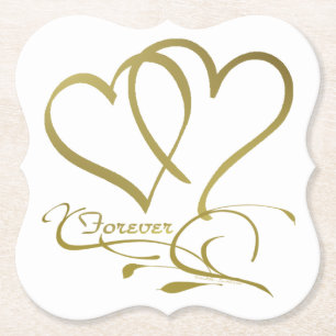 Forever Hearts Guld på White Underlägg Papper