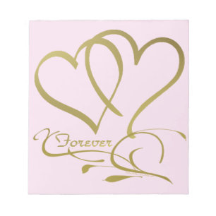 Forever Hearts Guld, redigerbar bakgrund färg Anteckningsblock