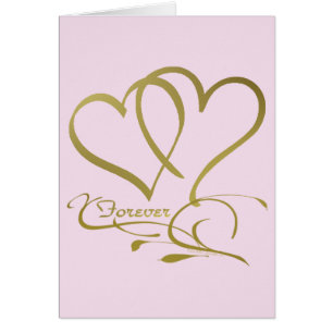 Forever Hearts Guld, redigerbar bakgrund färg Hälsningskort