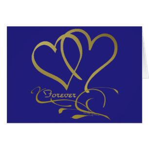Forever Hearts Guld, redigerbar bakgrund färg Hälsningskort