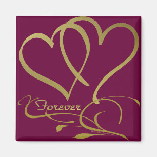 Forever Hearts Guld, redigerbar bakgrund färg Magnet