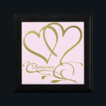 Forever Hearts Guld, redigerbar bakgrund färg Smyckeskrin<br><div class="desc">Anpassa med namn,  data och färg.</div>