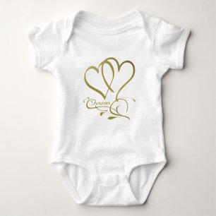 Forever Hearts Guld, redigerbar bakgrund färg T Shirt