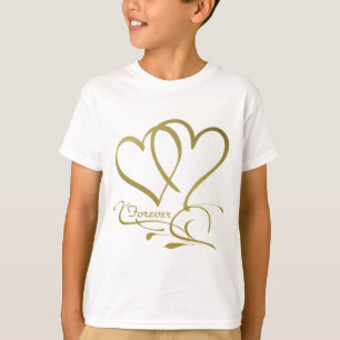 Forever Hearts Guld, redigerbar bakgrund färg T Shirt