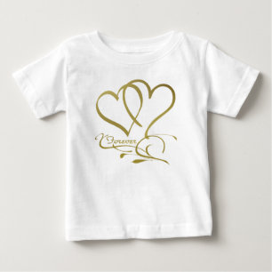 Forever Hearts Guld, redigerbar bakgrund färg T-shirt