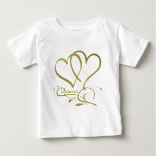 Forever Hearts Guld, redigerbar bakgrund färg T-shirt