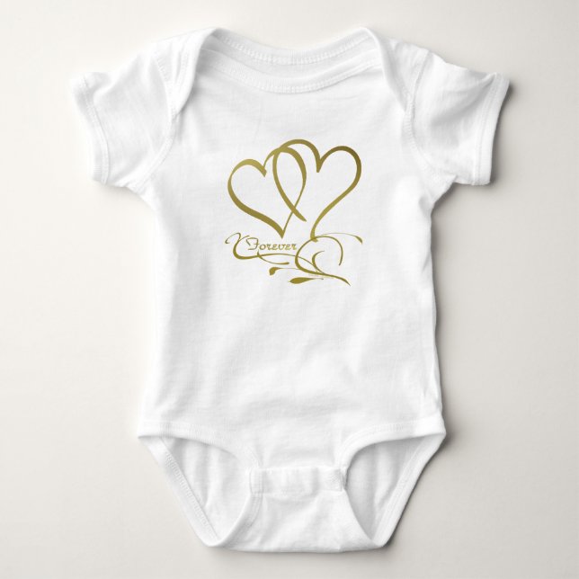 Forever Hearts Guld, redigerbar bakgrund färg Tröja (Framsida)