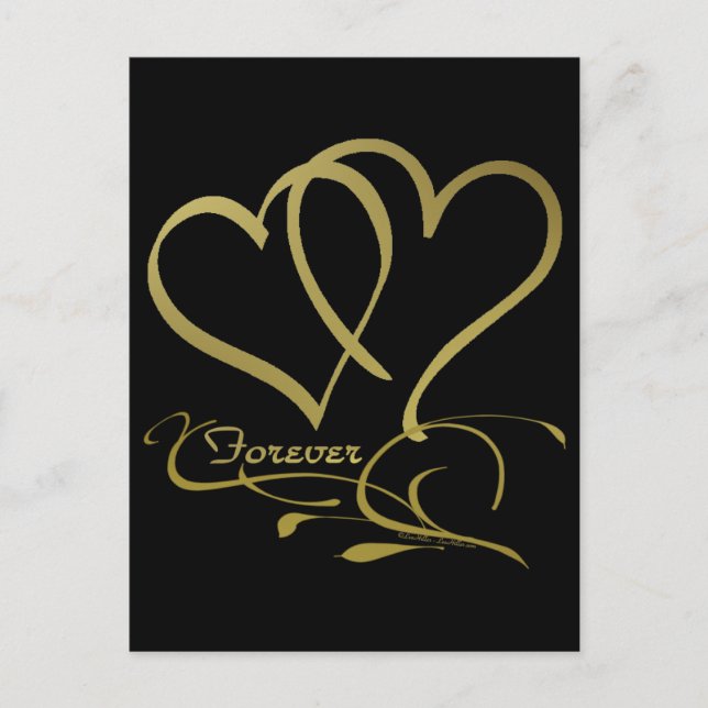 Forever Hearts Guld, redigerbar bakgrund färg Vykort (Framsida)