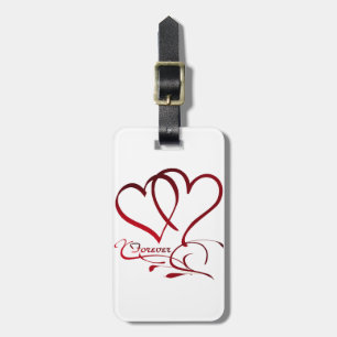 Forever Hearts Red on White Bagagebricka