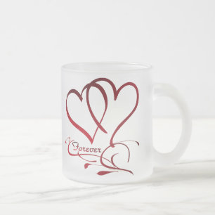 Forever Hearts Red on White Frostad Glasmugg