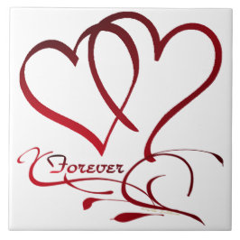 Forever Hearts Red on White Kakelplatta