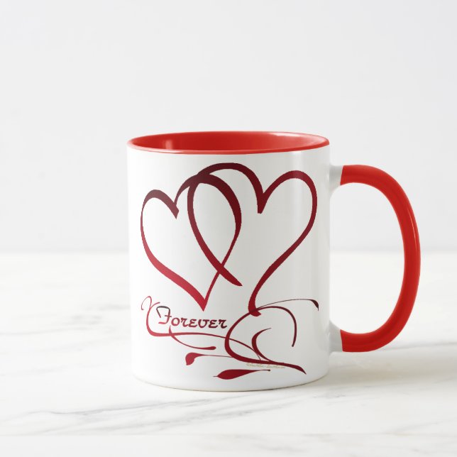 Forever Hearts Red on White Mugg (Höger)