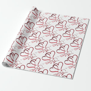 Forever Hearts Red on White Presentpapper
