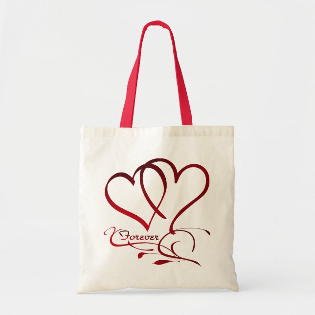 Forever Hearts Red on White Tygkasse (Framsidan)