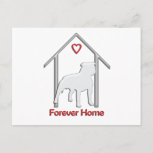 Forever Home White Pitbull Logotyp Vykort