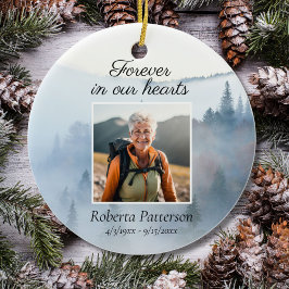 Forever in Our Heart Nature Hike Memorial Photo Julgransprydnad Keramik