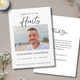 Forever in Our Hearts Black White Memorial Funeral Tack Kort