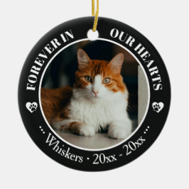Forever in Our Hearts Cat Photo and Name Memorial Julgransprydnad Keramik