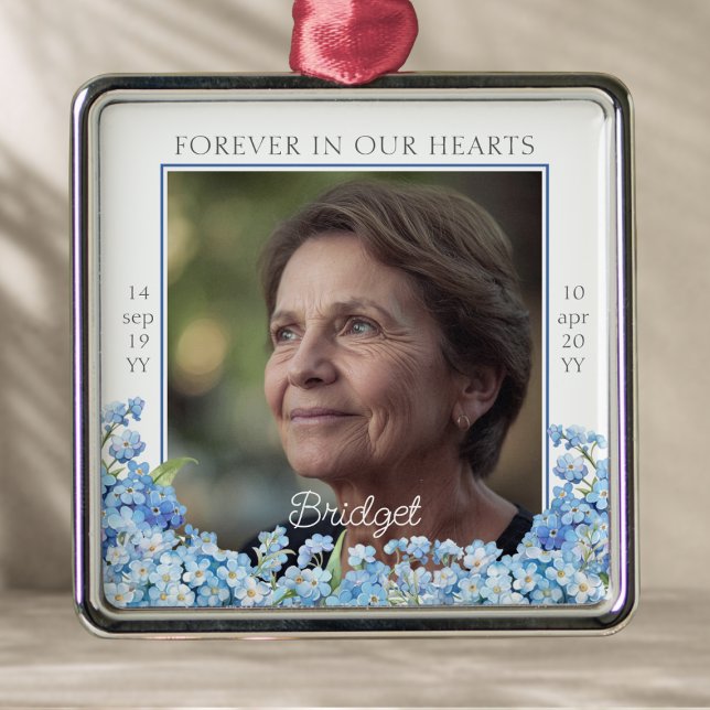 Forever In Our Hearts Forget-me-nots Remembrance Julgransprydnad Metall (Skapare uppladdad)