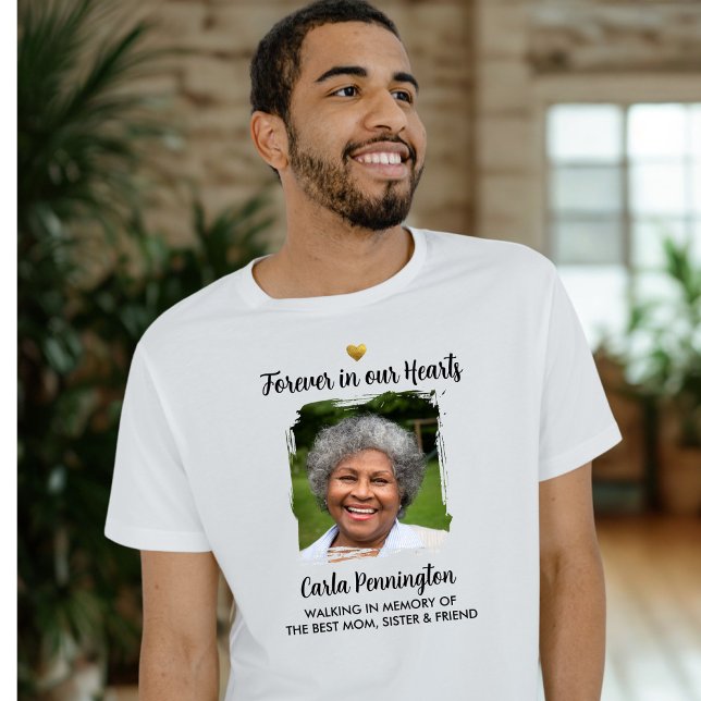Forever in our Hearts Memorial Custom Text Photo  T Shirt (Skapare uppladdad)