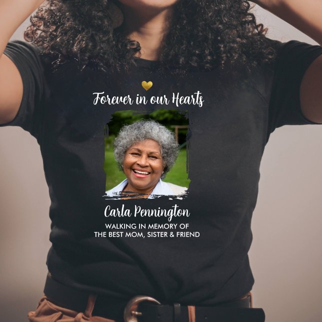 Forever in our Hearts Memorial Custom Text Photo  T Shirt (Skapare uppladdad)