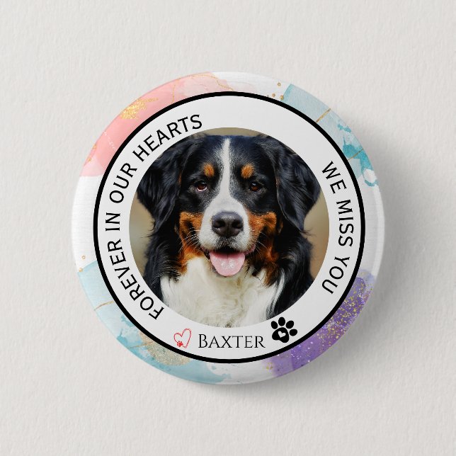 Forever in Our Hearts Pet Memorial Pastel Glitter  Knapp (Framsida)