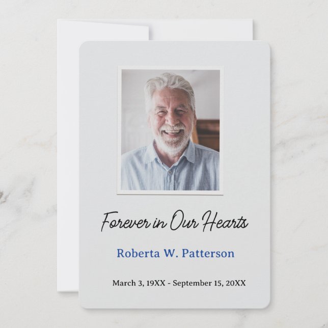 Forever in Our Hearts Photo Funeral Memorial Tack Kort (Framsida)
