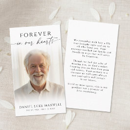 Forever In Our Hearts Photo Funeral Prayer Card Visitkort
