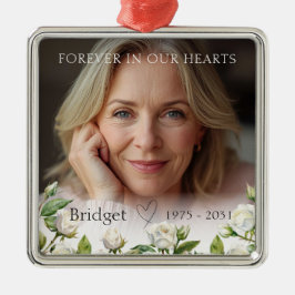 Forever In Our Hearts White Roses Remembrance Julgransprydnad Metall
