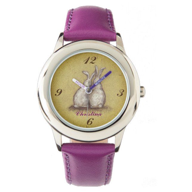 "Forever love Bunnies" Design Anpassningsbar eWatc Armbandsur (Framsida)
