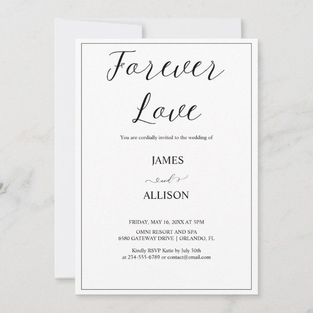 Forever love Cheers Elegant Minimalist Simple Inbjudningar (Framsida)
