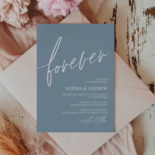 Forever love Dusty Blue Minimalist Bröllop Inbjudningar