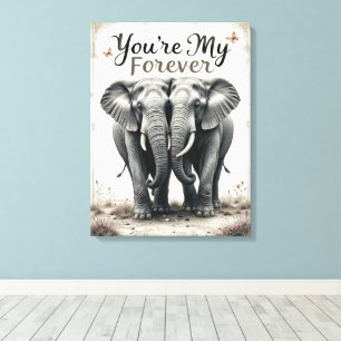 Forever love Elephants Wildlife Art Canvastryck