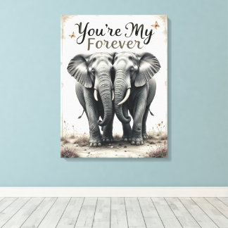 Forever love Elephants Wildlife Art Canvastryck