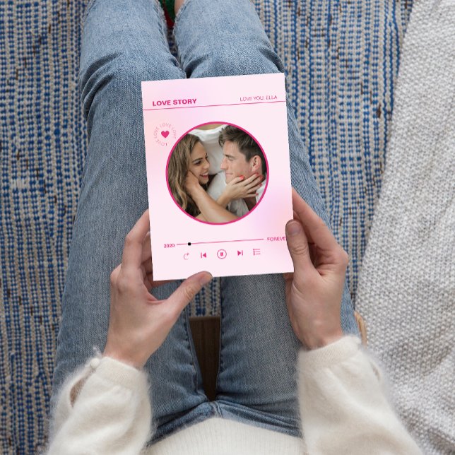 Forever love Rosa Heart Photo Valentines Card (Forever Love Pink Heart Photo Valentines Day Card)